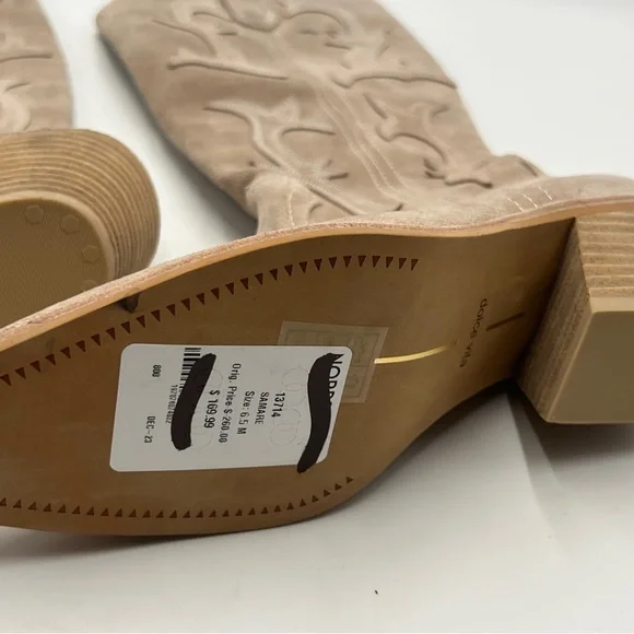 Dolce Vita Tan Heeled Boots with Western Stitching - Picture 6 of 8